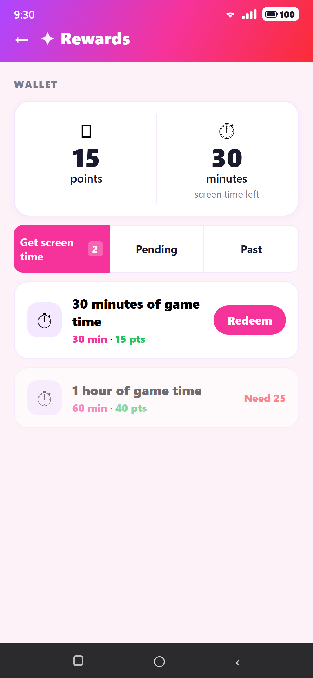 Buddy redeems points for screen time