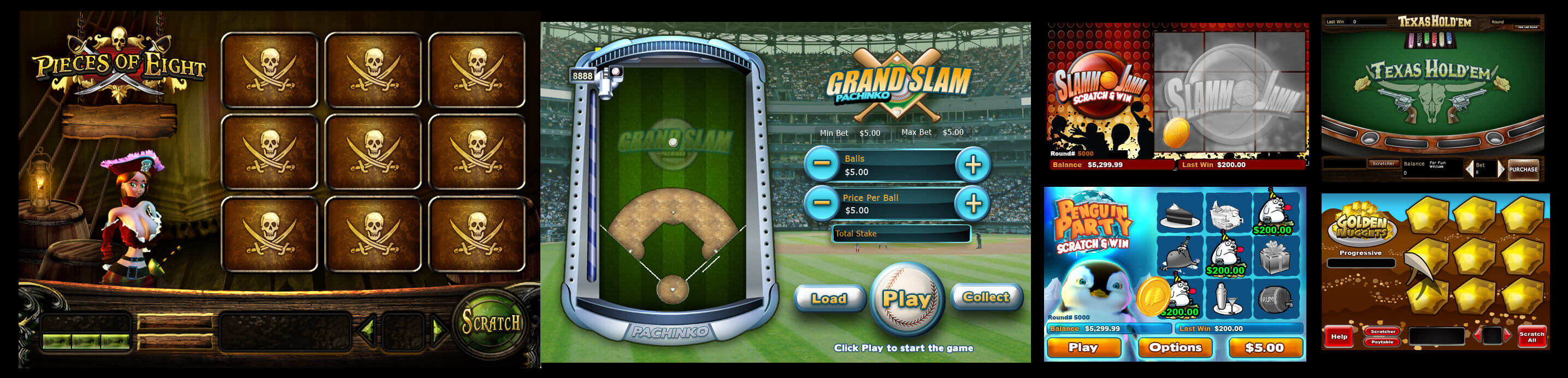 Casino game screens